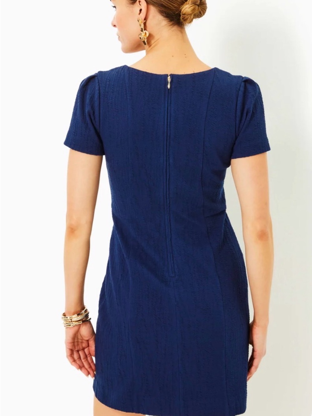 Lilly Pulitzer Brinley Stretch Shift Dress in Low Tide Navy - Picture 3 of 6